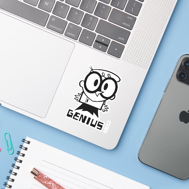 Sticker Dexter "Genius" - Graphique en bref (Ordinateur portable avec iPhone)