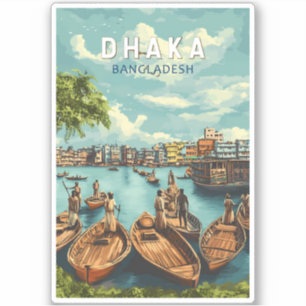 Sticker Dhaka Bangladesh Illustration Voyage Art Vintage