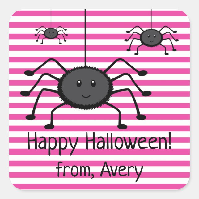 Sticker d'Halloween éffrayant Araignées rose (Devant)
