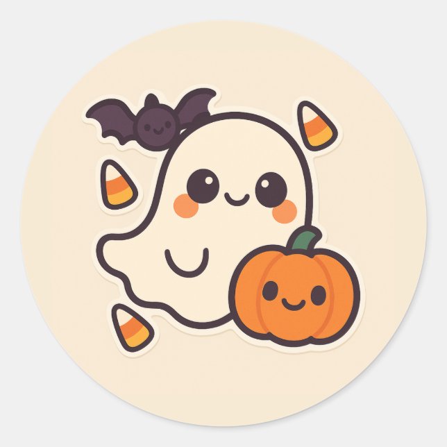 Sticker d'Halloween Ghost Cute Kawaii pour enfants (Devant)