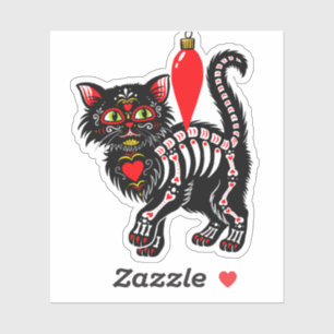 Sticker Dia De Los Christmas Kitty Cute