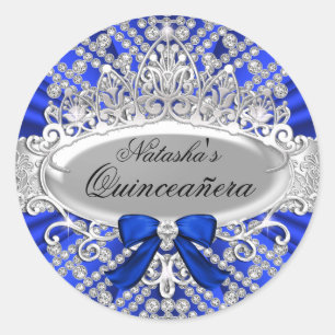Sticker Diamant Bleu & Tiara Quinceañera