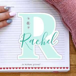 Sticker Diamants Faux Élégants Nom Personnalisé Monogrammé