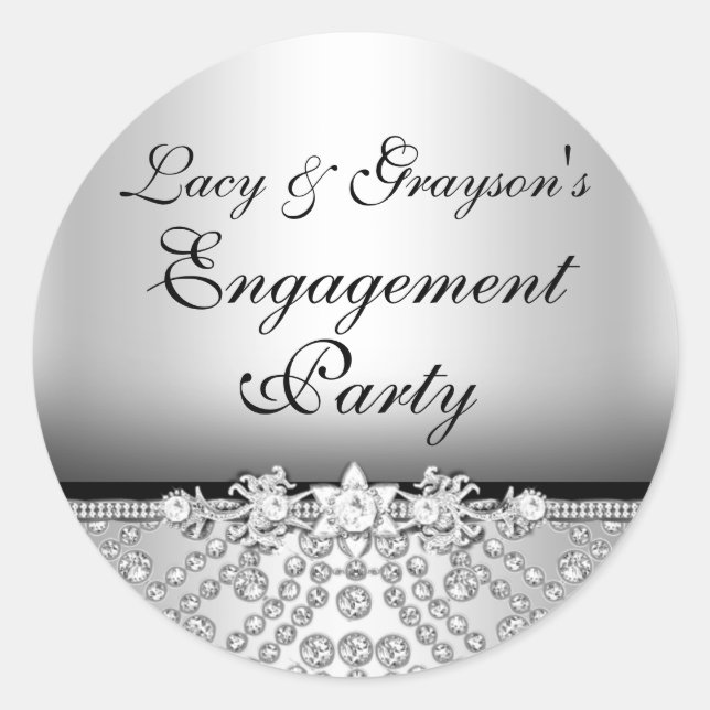 Sticker Diamond Silver & Black Engagement Party (Devant)