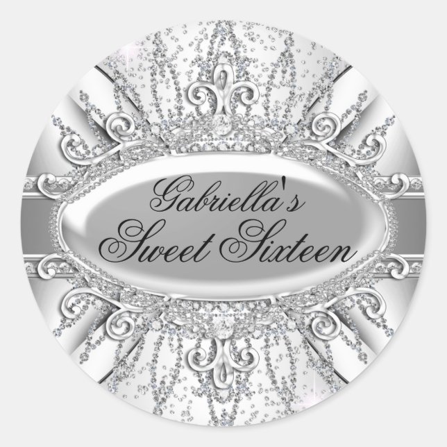 Sticker Diamond Sparkle Argent Sweet 16 (Devant)