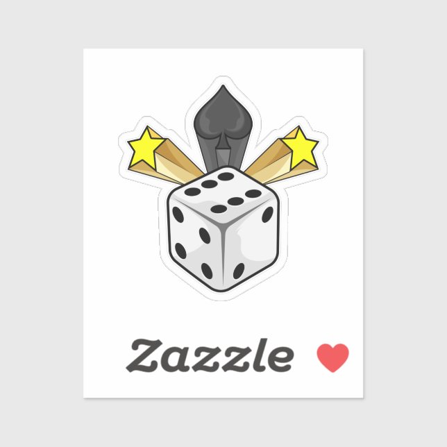 Sticker Dice au Poker avec pique et étoiles (Feuille)