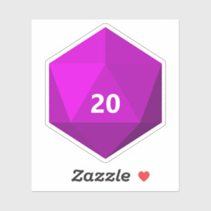 Sticker Die de texte D20 personnalisée   Modèle magenta
