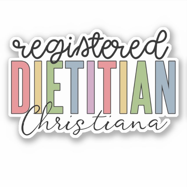 Sticker Diététiste enregistré personnalisé RD multicolore (Devant)