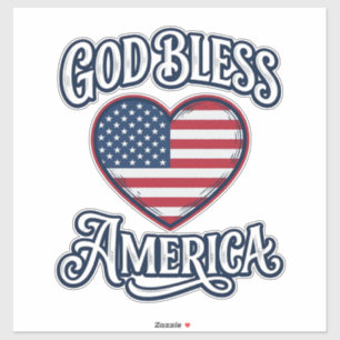 Sticker Dieu bénisse l'Amérique Patriote Cœur Chemise Desi