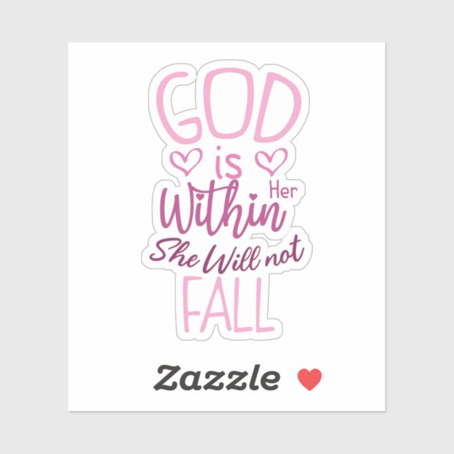 Sticker Dieu est en elle, elle ne tombera pas (Feuille)