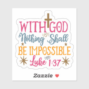 Sticker Dieu : Rien n'est impossible - Croix colorée