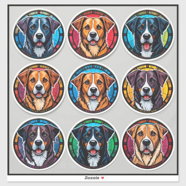 Sticker Différentes races de chiens (Feuille)