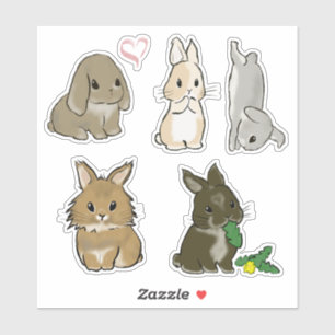 Sticker Différents lapins mignons