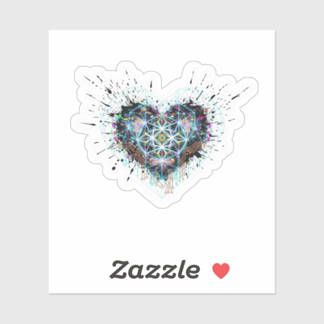 Sticker Digital Heart Sacred Geometry Heart Design  (Feuille)