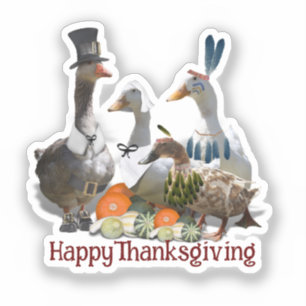 Sticker Dindon de Thanksgiving Canards Oies Pèlerin 