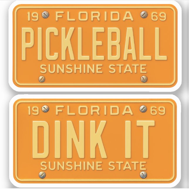 Sticker Dink It Pickleball Fan -Retro FL License Plate 2pc (Devant)