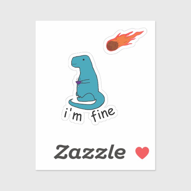 Sticker dino "je vais bien" (Feuille)