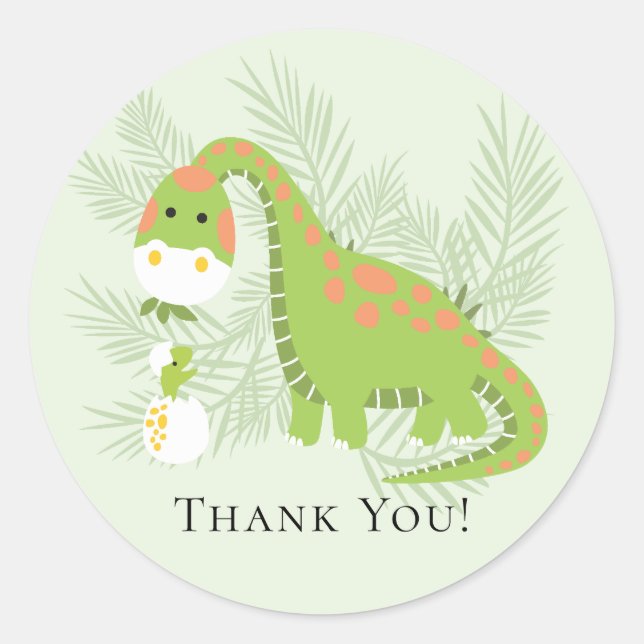 Sticker Dinosaur Baby shower Favor (Devant)
