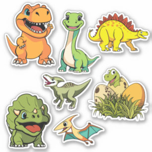 Sticker Dinosaur Jurassic Préhistorique amusant Caricature