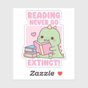 Sticker Dinosaure Cute Avec Livres Lecture Ne jamais dispa