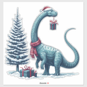 Sticker Dinosaure de Noël mignon