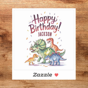 Sticker Dinosaure personnalisé mignon Joyeux anniversaire