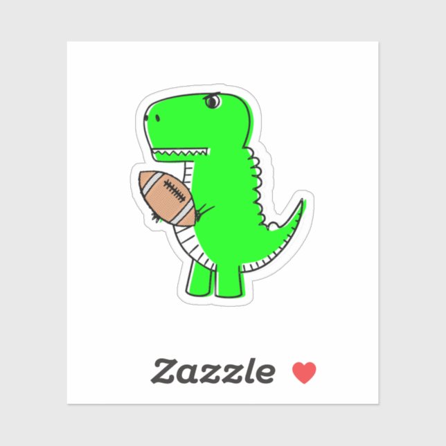 Sticker Dinosaure Vert Aime Le Football (Feuille)