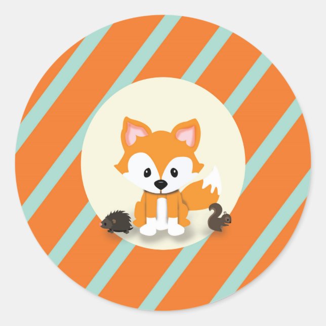 Sticker d'invitation de Baby shower Woodland et Fo (Devant)