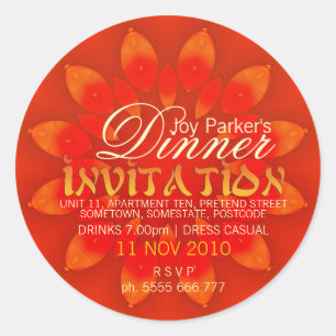Sticker d'invitation pour dîner en Asie exotique