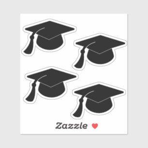 Sticker Diplômé simple de motif de casquette noir
