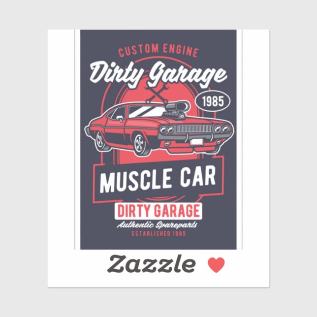Sticker Dirty Garage Muscle Car Club (Feuille)
