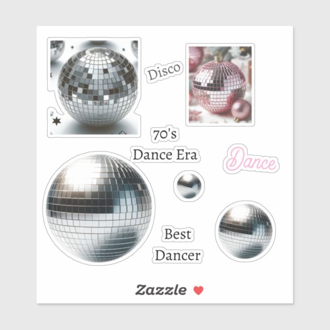Sticker Disco Ball Dance Vinyl Set des années 70 (Feuille)