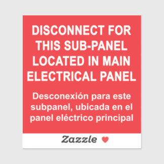 Sticker Disconnect For Sub-Panel Located In Main Panel