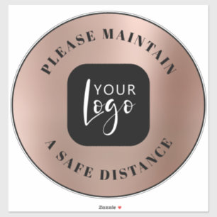 Sticker Distance de Sécurité Rose Gold Votre Logo Sol
