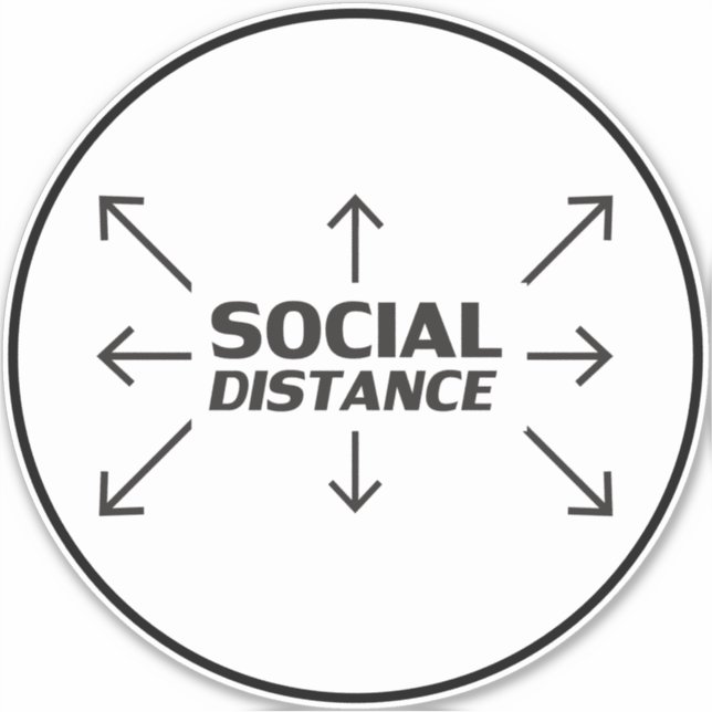 Sticker Distance sociale signe de cercle de typographie mo (Devant)