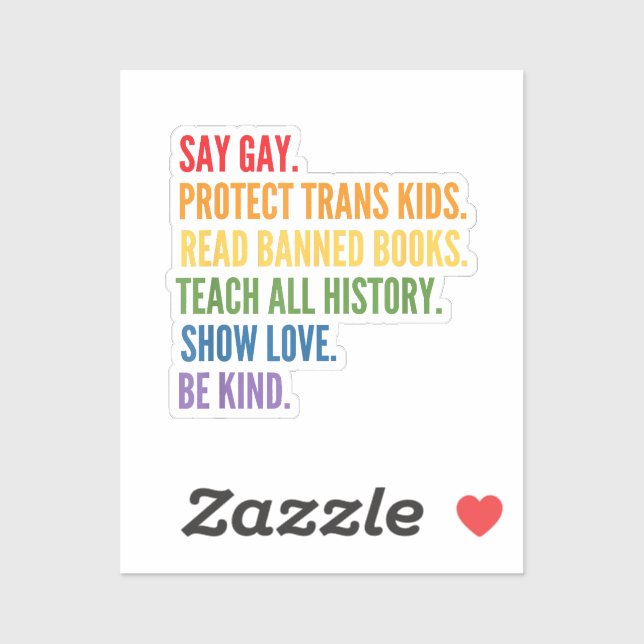 Sticker Dites Gay Protéger les enfants trans Lire Livres i (Feuille)