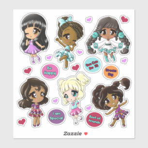 Sticker Diverses filles Anime amis
