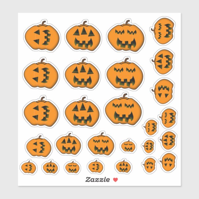 Sticker Diverses Halloween à Visage Silencieux Jack-o' Lan (Feuille)