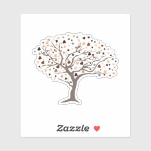 Sticker Diversité Coeurs Arbre Tons Peau Une famille huma