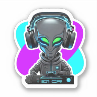 Sticker DJ vinyle Alien