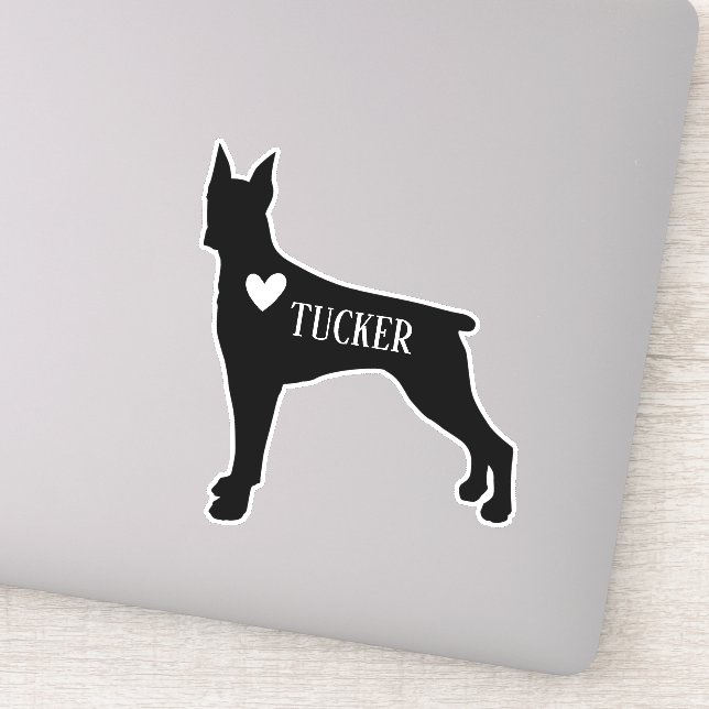 Sticker Doberman Chien race Silhouette Nom personnalisé (Détail)
