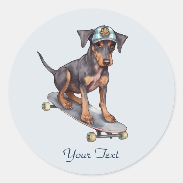 Sticker Doberman Pinscher Aquarelle (Devant)