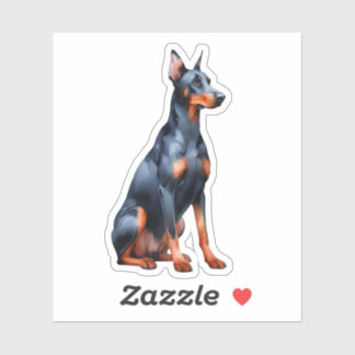 Sticker Doberman Pinscher assis
