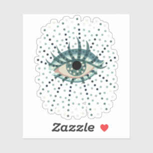 Sticker D'oeil bleu étrange avec l'art psychédélique