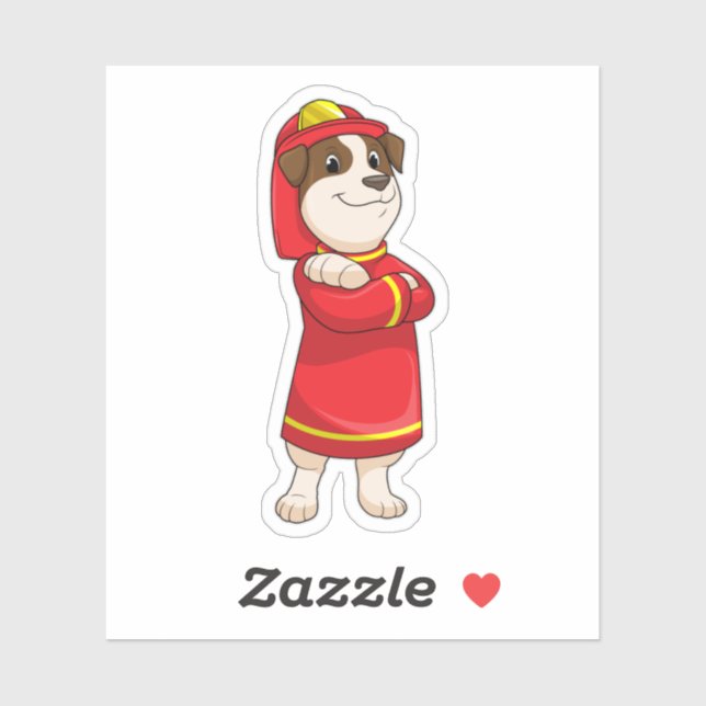 Sticker Dog as Firefighter with Helmet (Feuille)