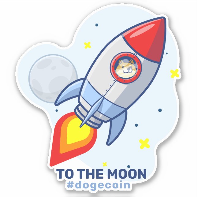 Sticker Dogecoin À La Lune Rocket Man Space Doge Crypto (Devant)