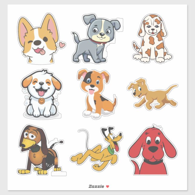 Sticker Doggie adorable Set-Parfait pour les amour (Feuille)