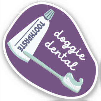 Sticker "Doggie Dental" rappel de soins pour chien rose et