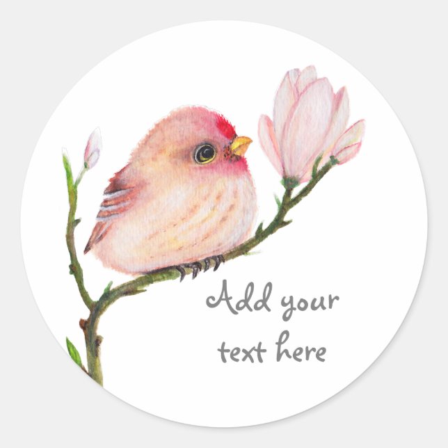 Sticker d'oiseau mignon de sépoll blanc (Devant)