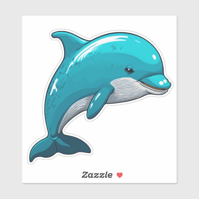 Sticker Dolphin adorable blue animal (Feuille)